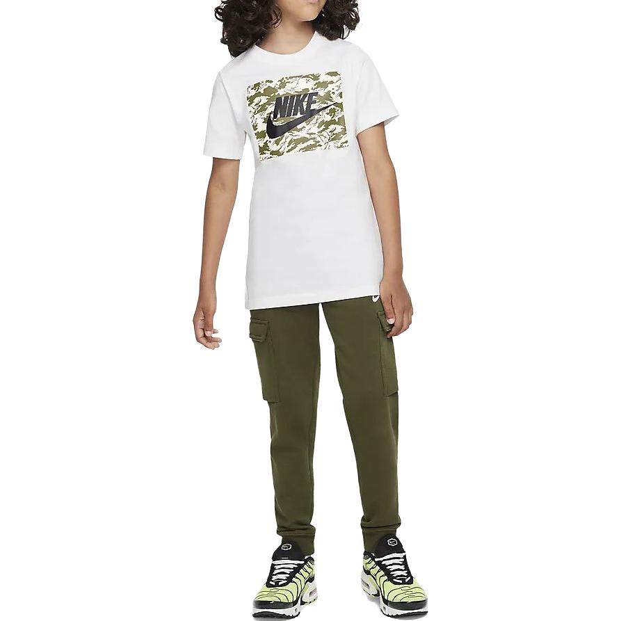 Nike Sportbekleidung Buchstabenaufdruck Rundhals Lässig Kurzarm T-Shirt Kinder Tops Weiß DR9728-100