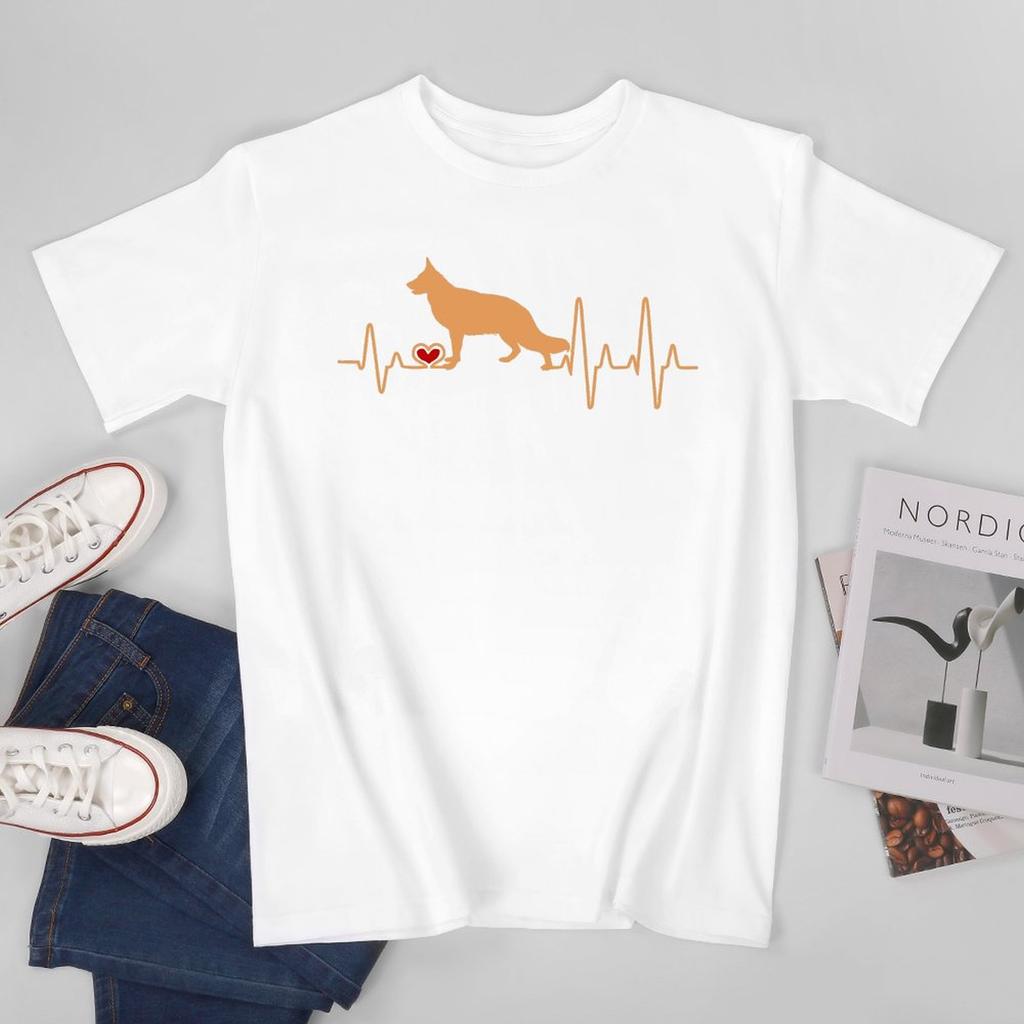 Unisex GerUnisex Shepherd Dog Heartbeat Pulse Tshirt Tees Oneck T Shirts WoUnisex Boys 100 Cotton Short TShirt Unisex All Seasons