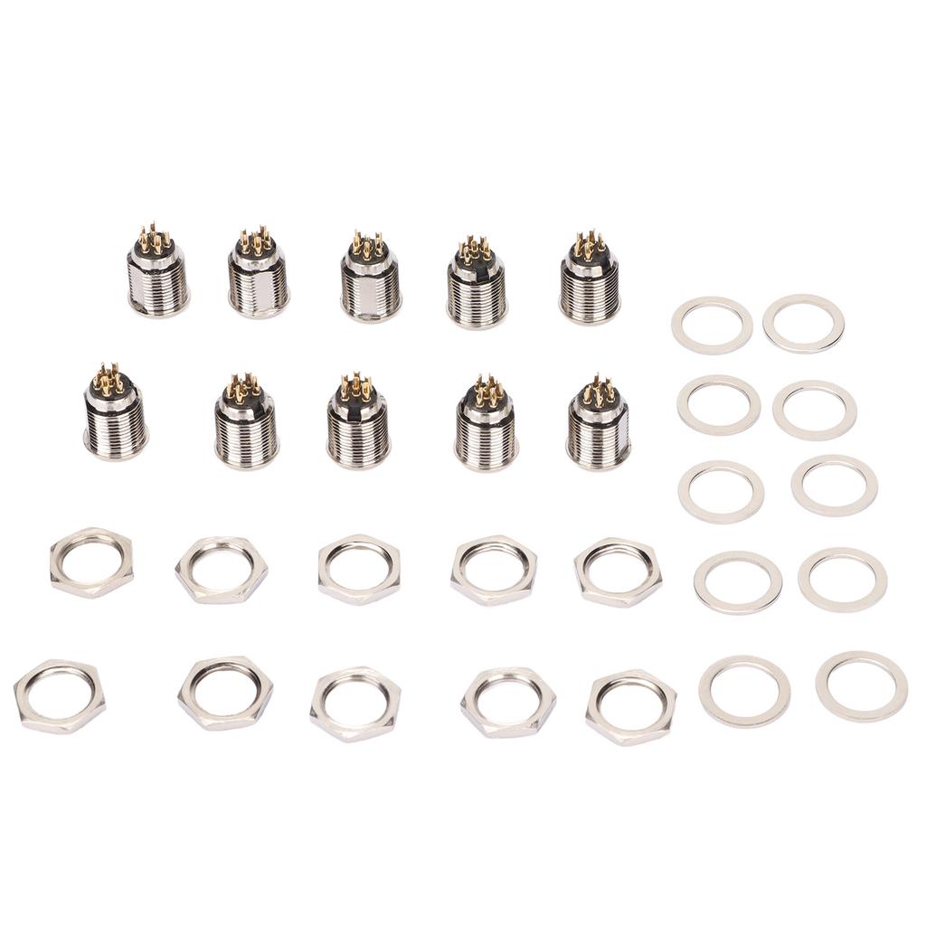 10 Set 6 Pin XLR Male Socket Base Stable Exquisite Easy Connection XLR Male Jack for Chassis Panel