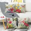 Spring and Summer Flowers and Butterflies Country Print Car Cushion Bedside Cushion Linen Pillow Case