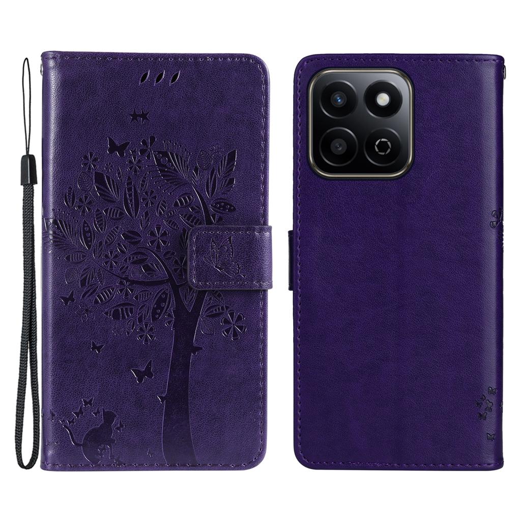 For Honor Play 60 Plus 5G/Play 9T/X7c 4G/200 Smart 5G Phone Case with Stand Cat Tree Pattern Leather Wallet Mobile Cover