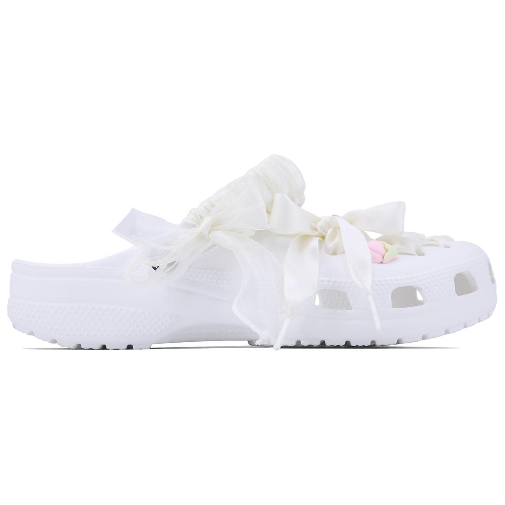 Crocs Classic clog Spring Letter SDS EVA Preppy Cute and Sweet Versatile Classic Beach Trendy Korean Hole Shoes Unisex White