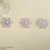 Copper-Plated Silver Rotating Snowflake Zircon Bead Brooch for DIY Necklace Accessories