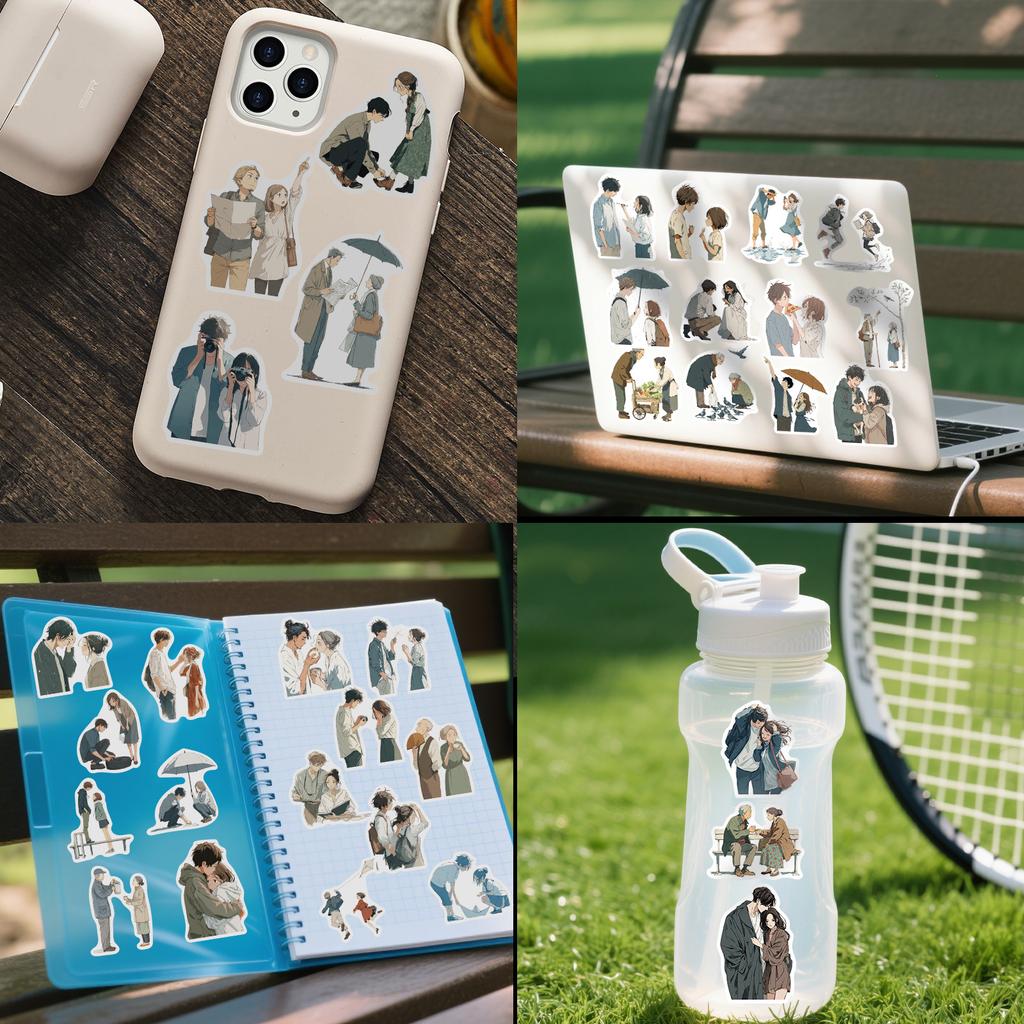 50 Pieces of Soft Moments Cartoon Couple Anime-style Graffiti Sticker Luggage Stickers