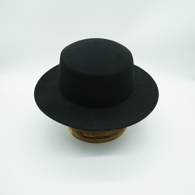 

Foreign Trade French Retro Black Mesh Bow Flat Dome Woolen Top Hat Short Brim Versatile British Felt M（56-58cm）