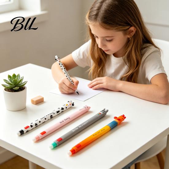 Kid-friendly Pen Farm Animal Erasable Gel Pens for Kids Cute Cartoon Cow Turkey Donkey Child Safe Pig Design Smooth Writing Easy Erase Fun School
