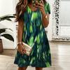 Oversized Women V Neck Short Sleeve Dress Abstract Geometric Printed Loose Dress For Summer Street Outfits