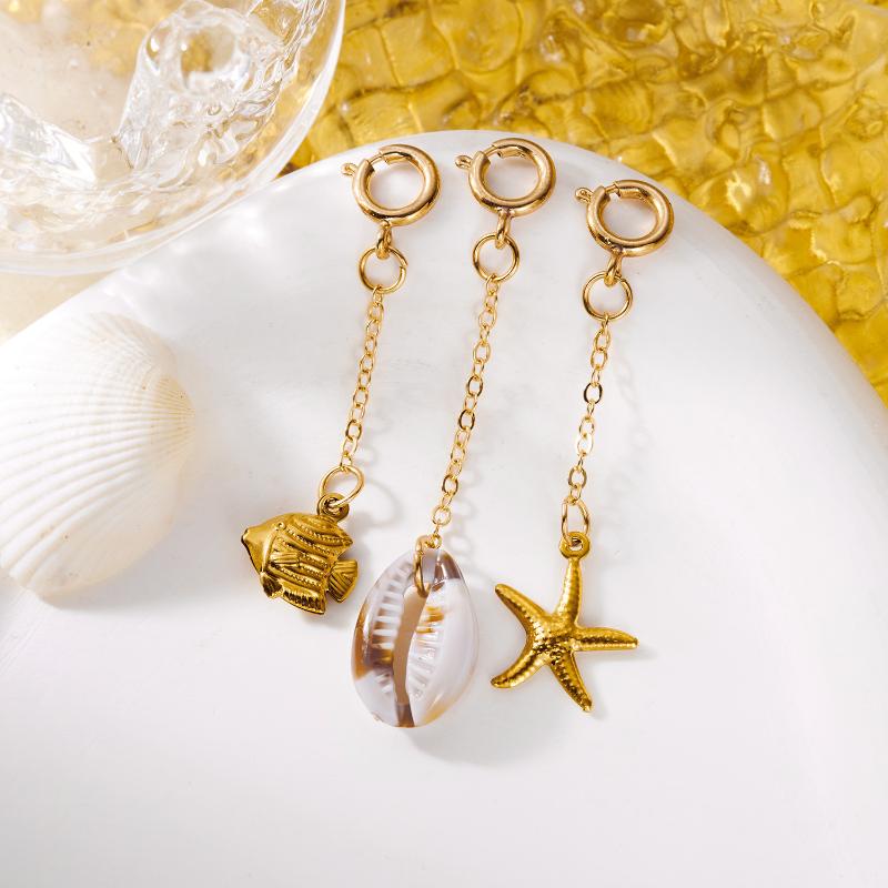 1/3Pcs Stainless Steel Creative Conch Coral Seahorse Bikini Buckle Pendant For Women Starfish Fish Shell Bikini Swimwear Jewelry
