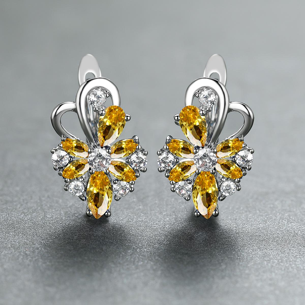 

Роскошные серебряные серьги с цветочным камнем и бабочкой, серьги-капли для женщин, свадебные украшения жёлтый