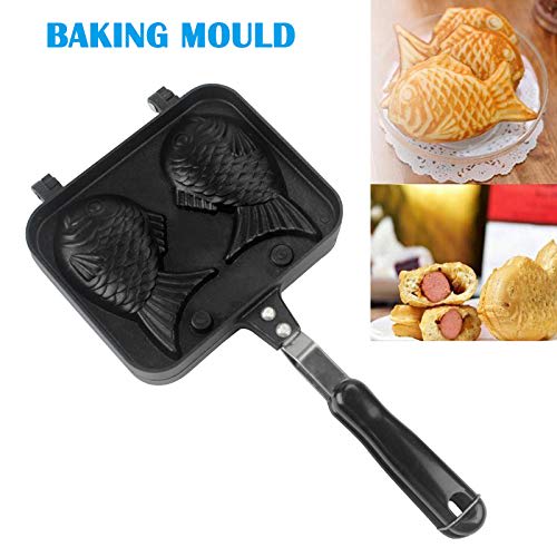 BTFirst Taiyaki Maker, Home Use, Direct Fire, Teflon Coated, Non-Stick, for BBQs, Gas Stovetops, and Charcoal, with Handle, Taiyaki Tool, Japanese Swe
