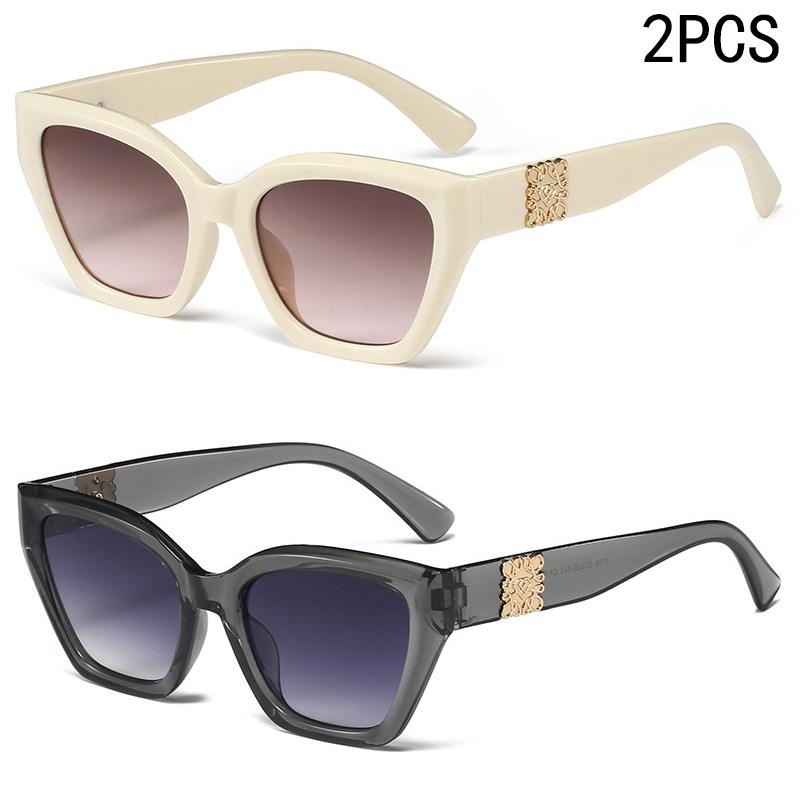 2/6PCS Sunglasses For Women New Retro Cat Eye Sunshade Sun Protection Fashion Street Photography Sunglasses Trend 3198