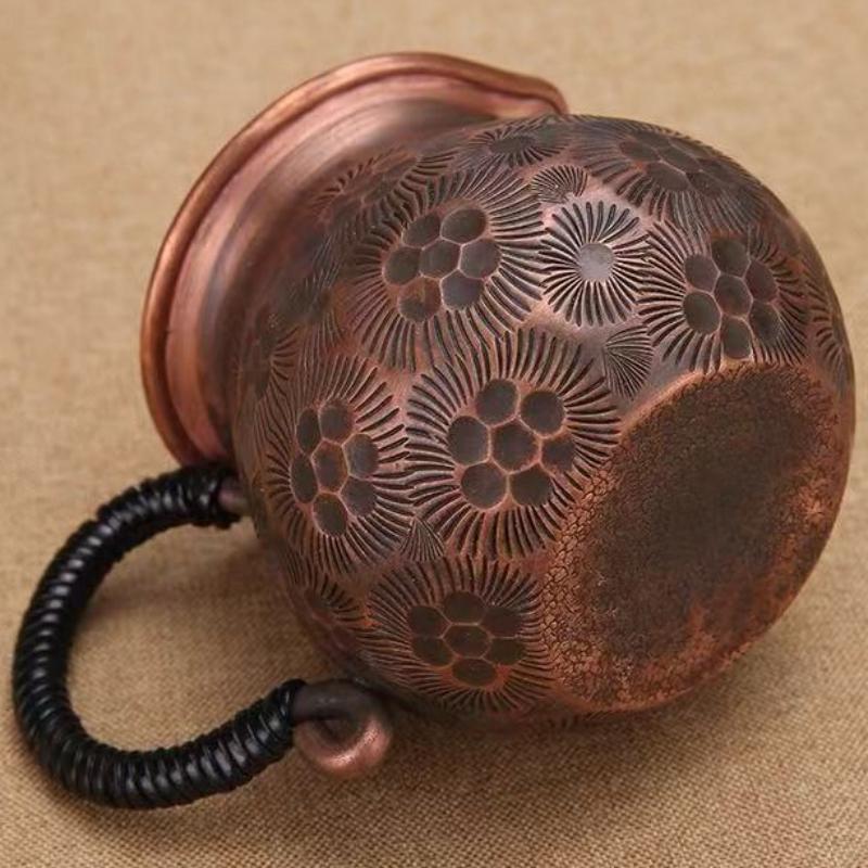Vintage Copper Mini Coffee Mug,Camping Water Mug Handcrafted Hammer Texture Handle Juice Cups Home use Drinking 200ml Tea Cup