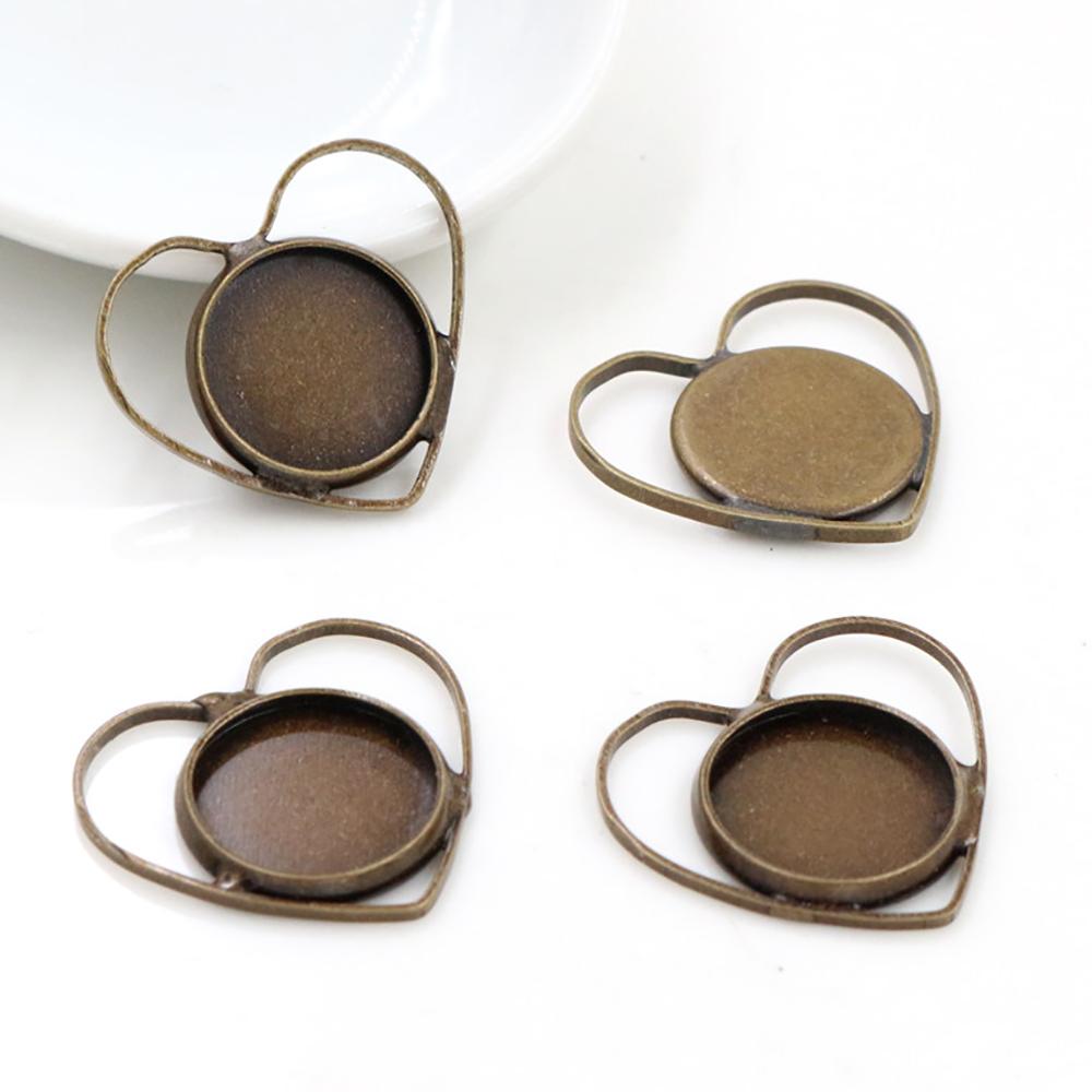 20pcs 12mm Inner Size Simple Pendant Cabochon Cameo Blank Base Setting Bezel Tray Charm for Earrings Bracelet Necklace Findings 