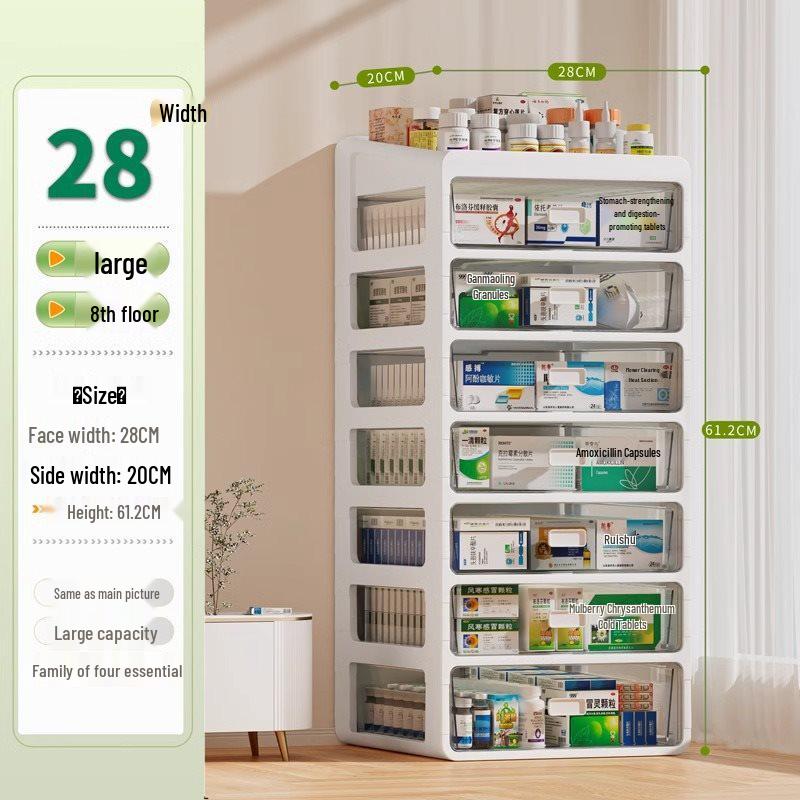Large Capacity Family Medicine Storage Organizer Drawer Type Cabinet