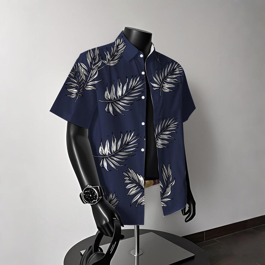 Men's Vintage Hong Kong-Style Hawaiian Floral Short-Sleeve Shirt: Trendy Summer Beachwear for Couples