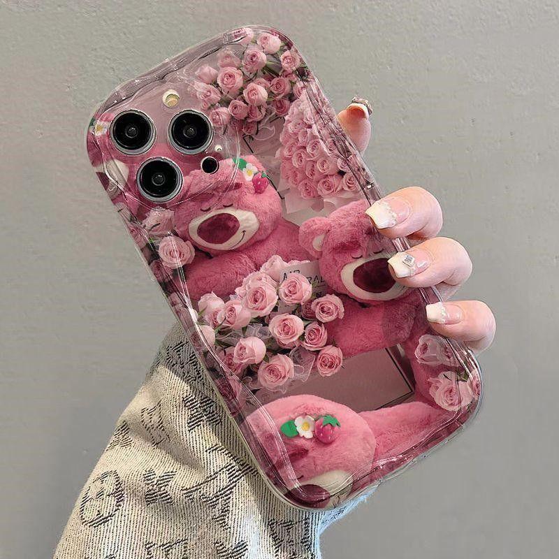 Rose Strawberry Bear Applies To Apple 16 Mobile Phone Case Iphone16 New Pro Cute 14 Cartoon Max Female 13 Cards