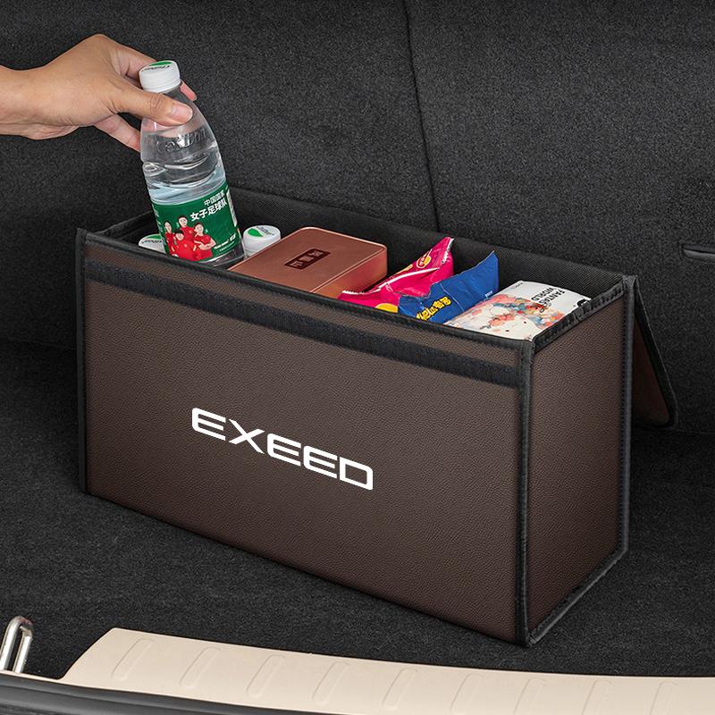 Car Leather Trunk Storage Box Foldable Carbon Fiber Fit For EXEED EX LX VX TXL RX EXEED ET TX 2025 Car Organizer Bag Accessories
