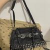 Spice Girl Carved Leather Buckle Bag Large Capacity PU Fashion Rivet Cool Handbags Oblique Straddle Portable Punk Tote Bags