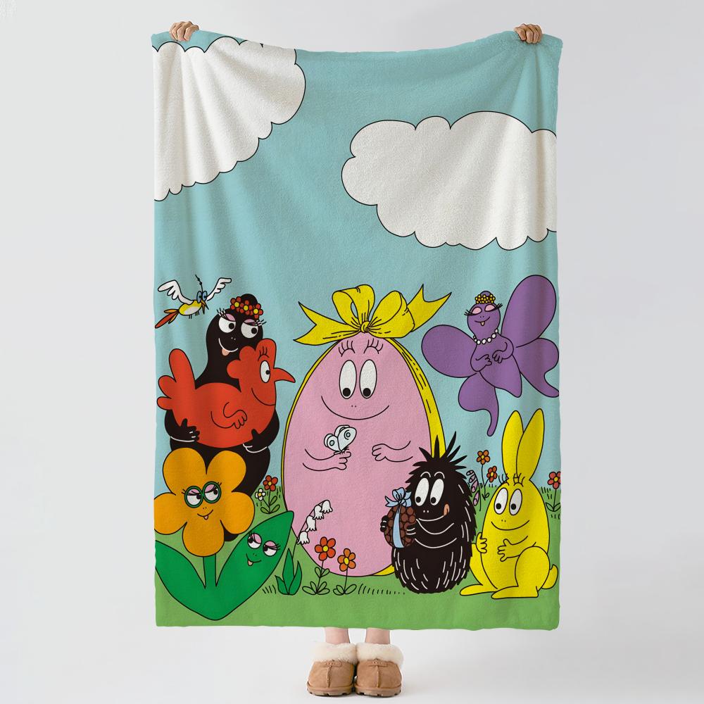 cartoon B-Barbapapa-a Throw Thick Comfort Flannel Quilt, Multi-scene Use Indoor Outdoor Daily Nap