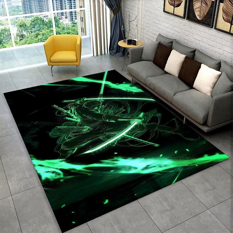 Classic Anime One P-Piece Cartoon Zoro Non-Slip Area Rug for Living Room,Bedroom,Playroom,Soft Carpet Floor Mat Home Decor Rug