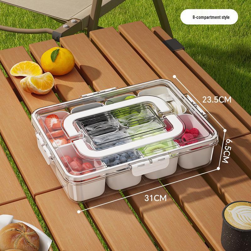 

Portable Kitchen Spice & Condiment Storage Box, Sealed and Divided for Chili & Fruit Portions