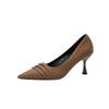 Designer Shoes Pumps Women High Heels Ruffles Boat Shoes Pointed Toe Stilettos  Office Lady Shoe Black Spring Autumn