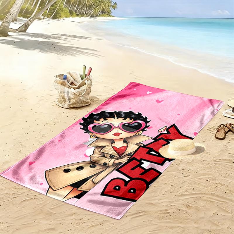 1pc Betty Boop Beach Towel, A Vibrant Beach Towel Suitable for Outdoor Activities, Camping, Hiking