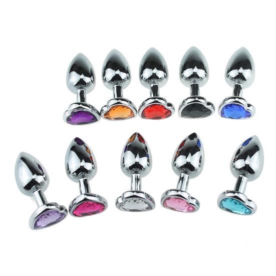 Love Heart Rhinestone Stainless Steel Anal Plug Prostate Massage Adults Sex Toy