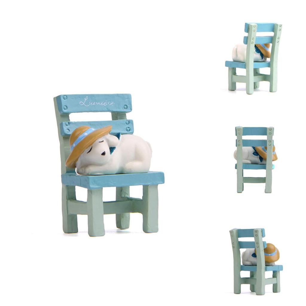 Resin Ornament Dog Lies On The Stool For Garden Decoration And Gift Exchanges