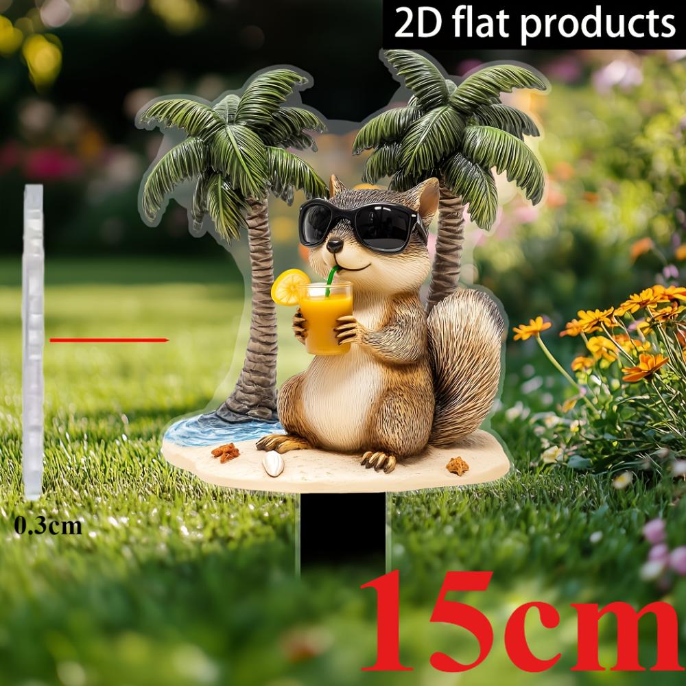 Fun squirrel, 2D flat acrylic, decoration, suitable for garden, lawn, potted plants, party, Christmas, Halloween