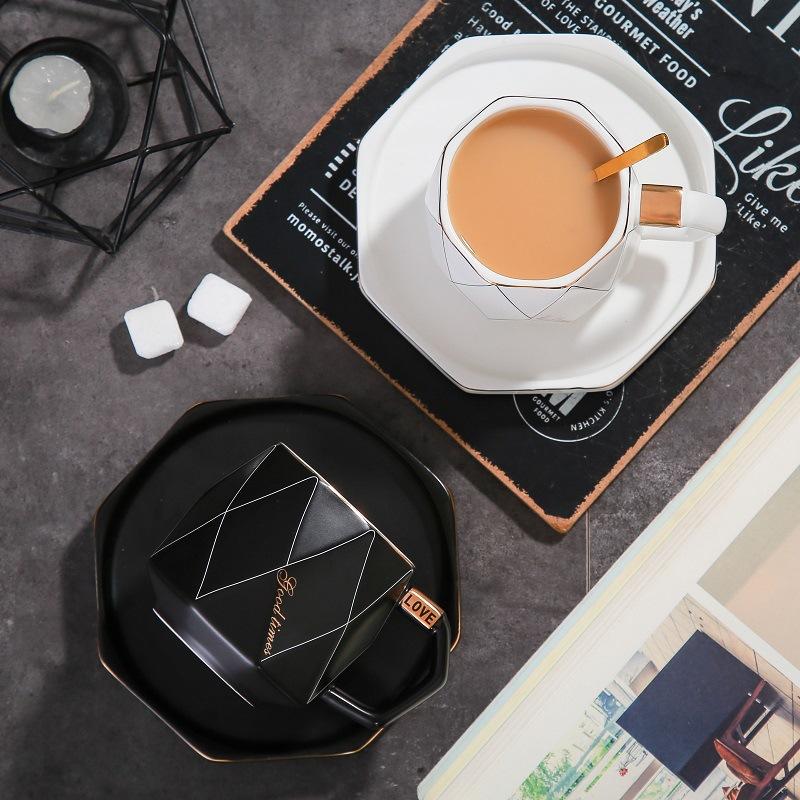 Creative ceramic cups and saucers luxury coffee cups set mugs Phnom Penh tray with spoon coffee cup