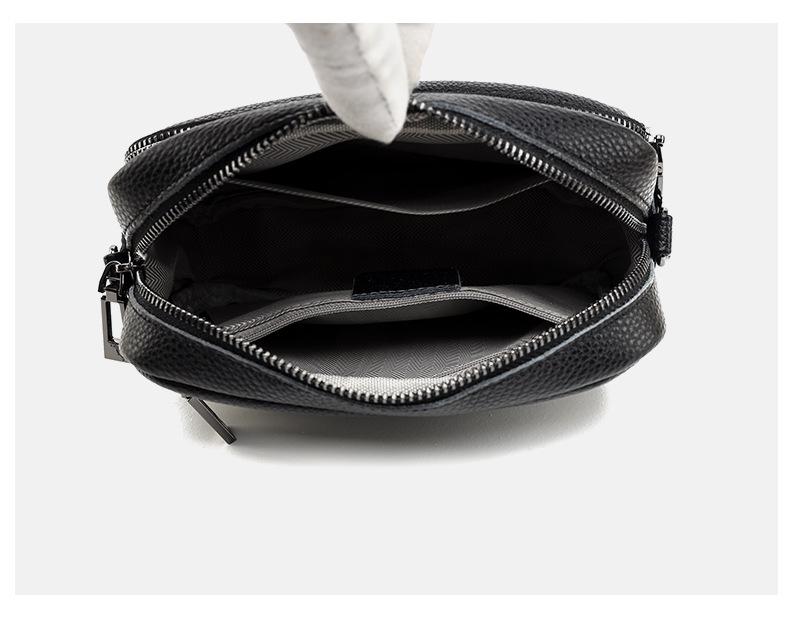 Women's Genuine Leather Lychee Pattern Shoulder Crossbody Bag - Versatile Small Square Design