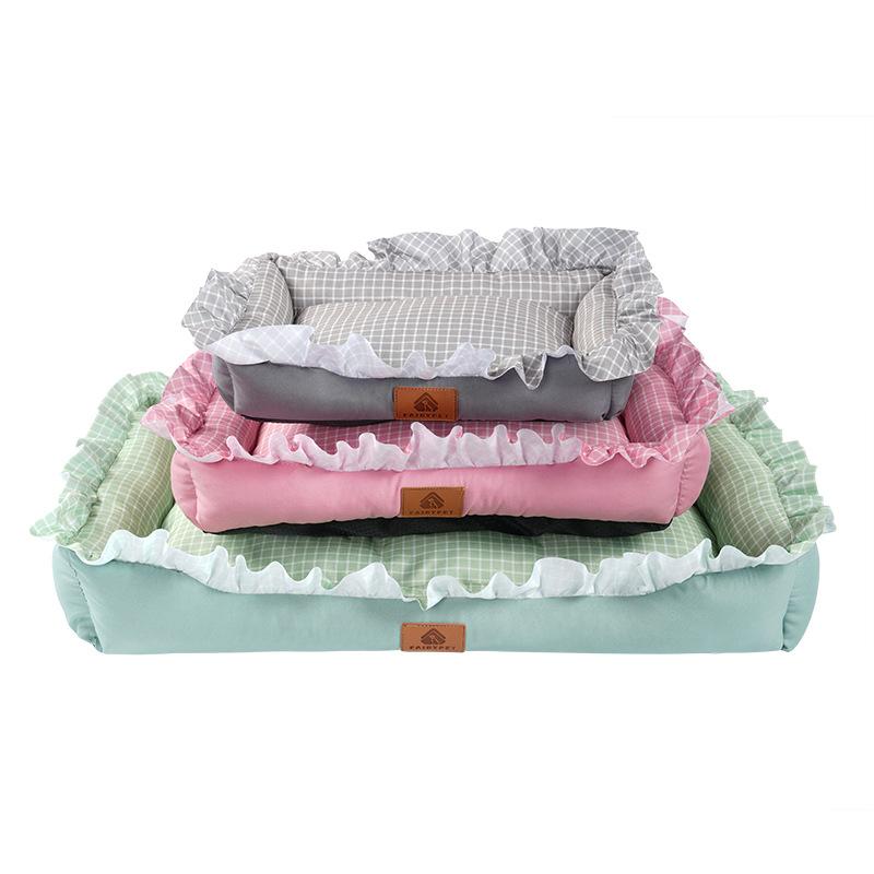 Small Dog Pet Nests Fashionable and Fresh Cat Wooden Ear Edge Square Nest Summer Cool Nest Cat Bed Dog Nests Pet Products