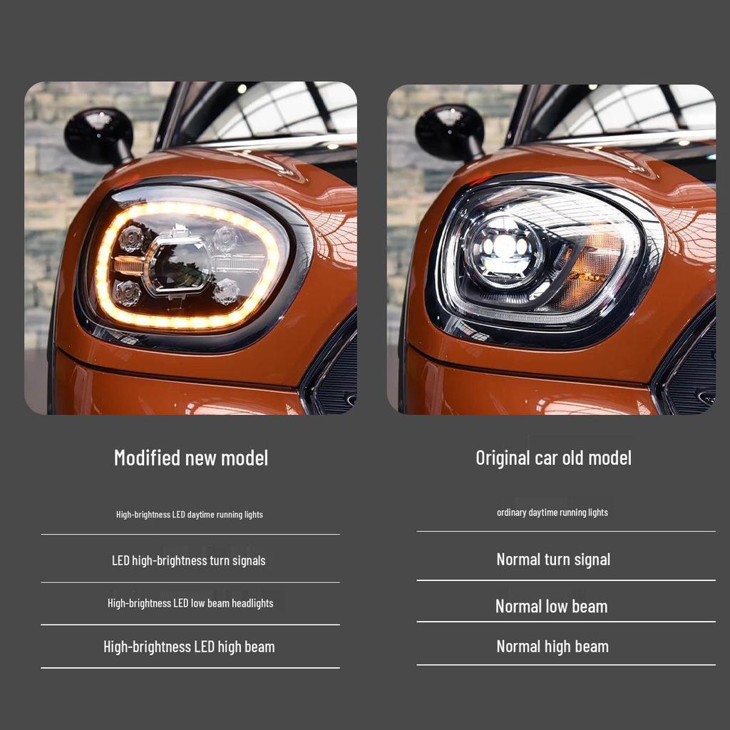 Compatible BMW Mini Countryman F60 Headlight Assembly (2017-2023): Crystal Flowing Turn Signals