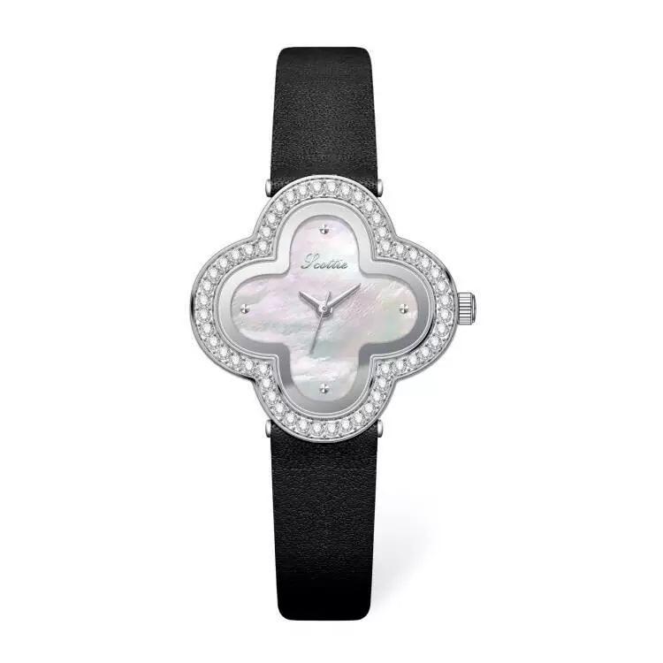 9758 Vierblättriges Kleeblatt Stahlarmband Uhrenarmband Damenuhr