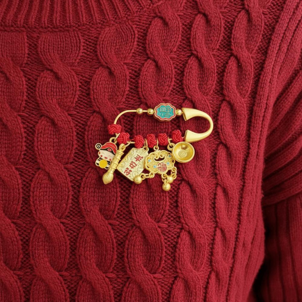 Gold Zodiac Brooch Pendant Best Wishes Sand-plated Ornaments Fashion Guardian Brooch  Newborn Baby