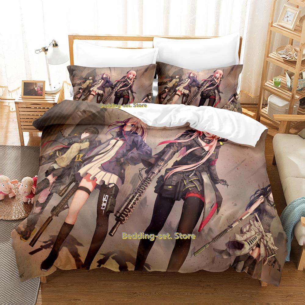 Game Girls Frontline Bedding Set Single Twin Full Queen King Size Bed Set Adult Kid Bedroom Duvetcover Sets Anime Kawaii 2023