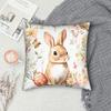 Easter Spring Flower Square Pillow Case Polyester Throw Pillow Eggs Bunny , Pillowcase