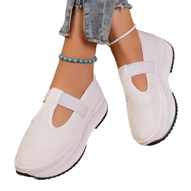 Mocassini a Maglia da Donna a Calzata Larga, Scarpe Casual Slip-On Traspiranti, Ballerine Comfort Europee da Donna