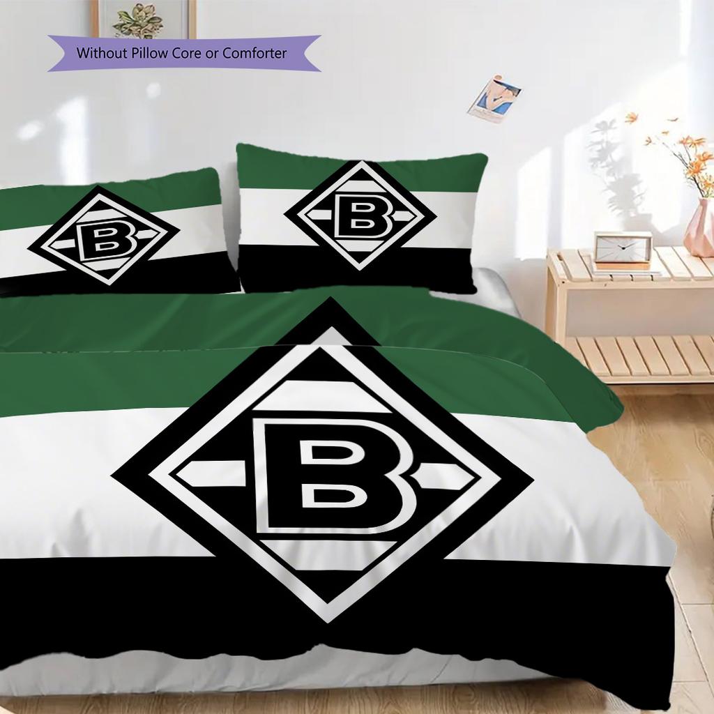 Borussia Muster Bettwäsche Steppdecke Set Bettbezug Kissenbezug Heimdekoration Geburtstagsgeschenk (1 Bettbezug + 2 Kissenbezüge, ohne Füllung)