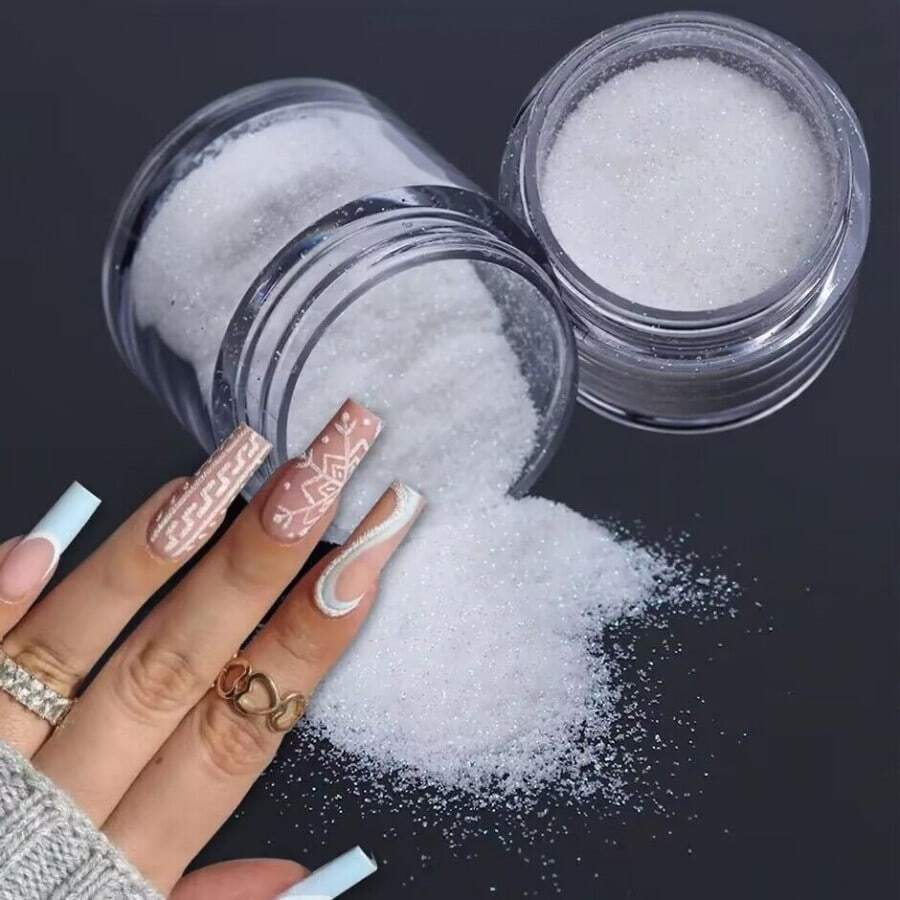 7g Canned Nail Art Black White Glitter Powder DIY Nail Glitter Powder Nail Art Jewelry Nails Decor