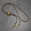 Retro Men's Bolo Tie with Resin Jade and Alloy Choker Cord