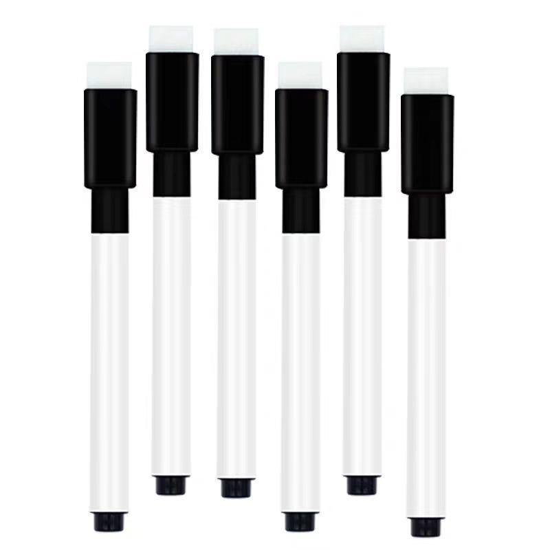 Eco-friendly Black Erasable Whiteboard Marker with Magnetic Strip and Brush, Customizable LOGO (Non-Magnetic)