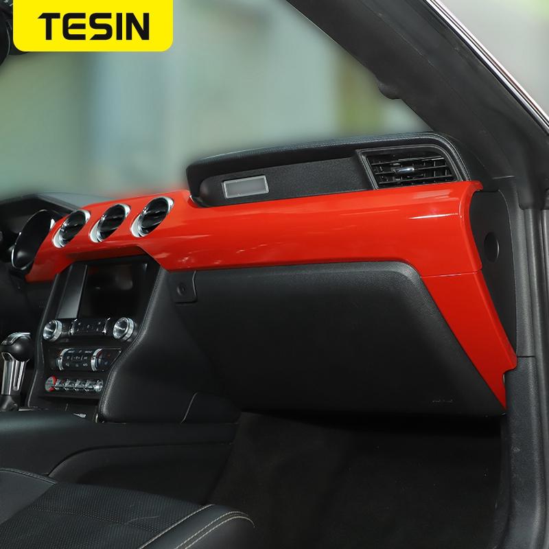 TESIN Car Center Console Panel Decoration Cover Frame Stickers Accessories For Ford Mustang 2015 2016 2017