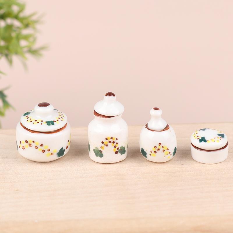 1Setul 1:12 Păpușă Miniatură Ceramică Cutie Condimente Borcan Depozitare Model Bucătărie Decor Jucărie Accesorii Casă de Păpuși