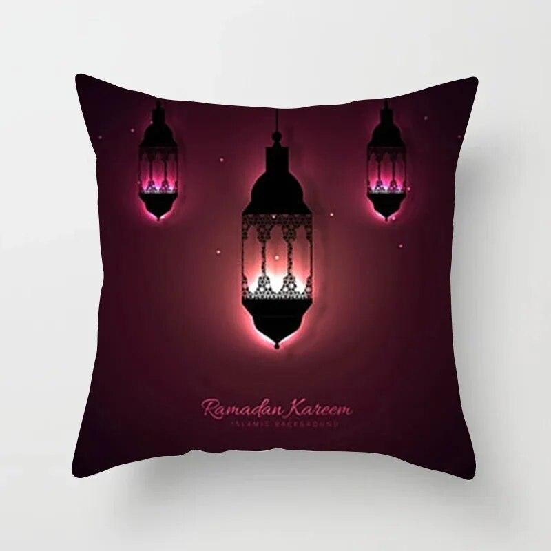 45cm*45cm Islamic Eid Mubarak Decoration Home Purple Pillowcase Ramadhan Decoration Sofa Muslim Mosque Decoration Cushion Cover