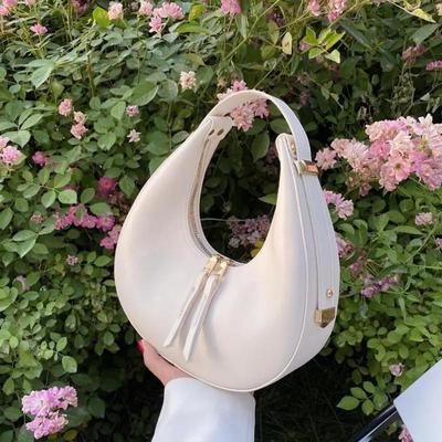 Luxury Women Half-moon Bag PU Leather Underarm Bag Solid Color Shoulder Bag Small Dumpling Bag Designer Armpit Handbag