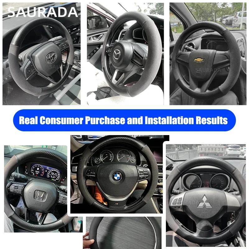 Car Carbon Fiber Suede Car Steering Wheel Cover For Seat Cupra FR IBIZA Leon Ateca Tarraco Arona EXEO Toldeo Mii Arosa Alhambra