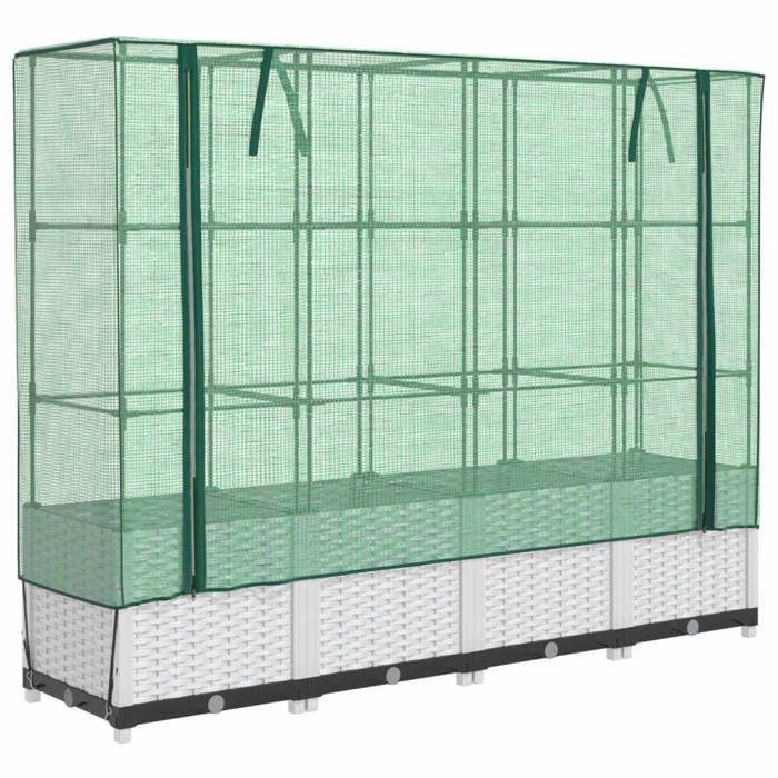 VidaXL Jardinière surélevée avec housse aspect rotin 160x40x138 cm, jardinière surélevée de jardin, bac à fleurs surélevé, 4015844