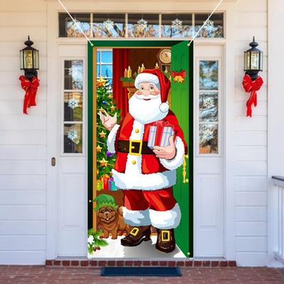 Creatieve Hond Kerstboom Cadeau Achtergrond Decor Kerst Deur Gordijn Banner Buiten Foto Kerst Hangende Doek Hangende Deken